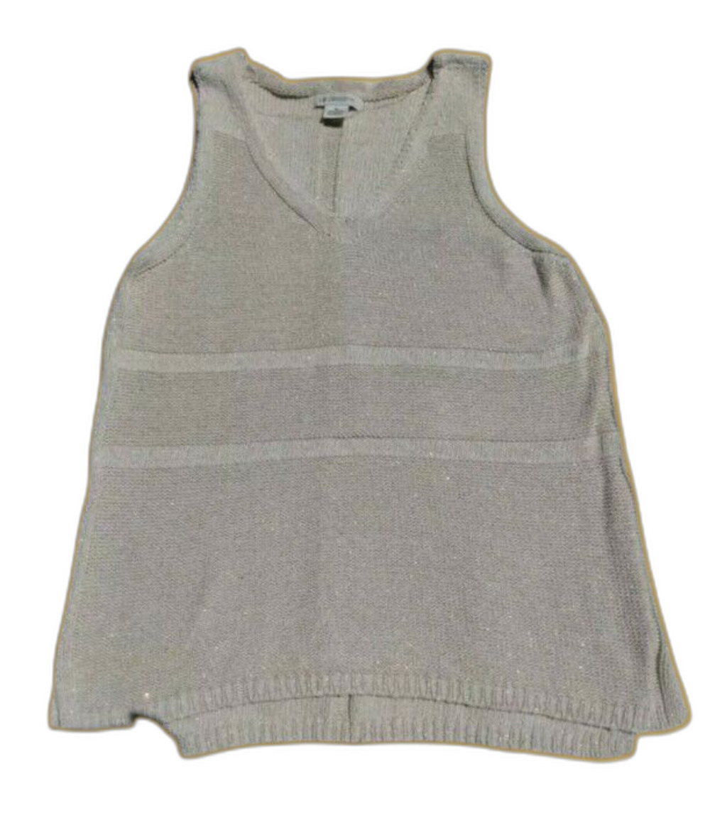 Liz Claiborne Woman Shirt Size XL Sleeveless Knit Gold Metallic Thread Office